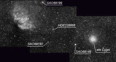 Mappa Cygnus X-1 nell'ottico